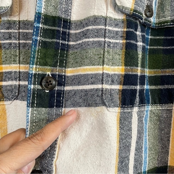Aeropostale Green Blue Plaid Cotton Long Sleeve Button Front Flannel Shirt Sz MD - Picture 3 of 10